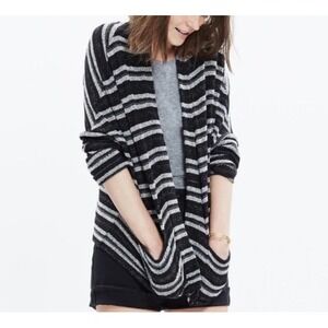 Madewell Sweater Women XS Upbeat Black Open Front Cardigan Pocket Comfy Oversize